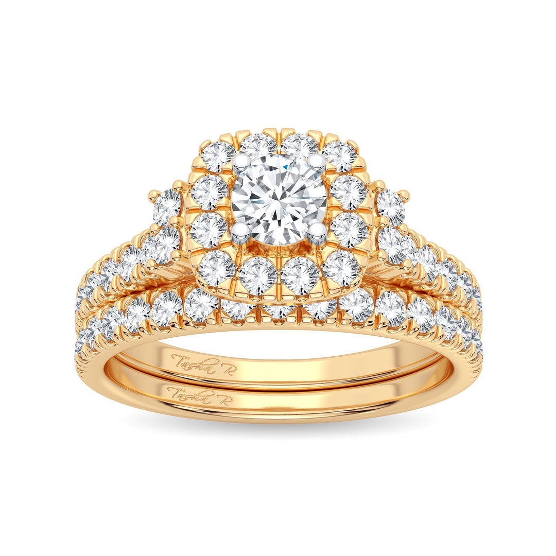 14K Yellow Gold 1CT Lab Diamond Bridal Ring Elegance