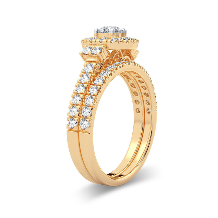 14K Yellow Gold 1CT Lab Diamond Bridal Ring Elegance
