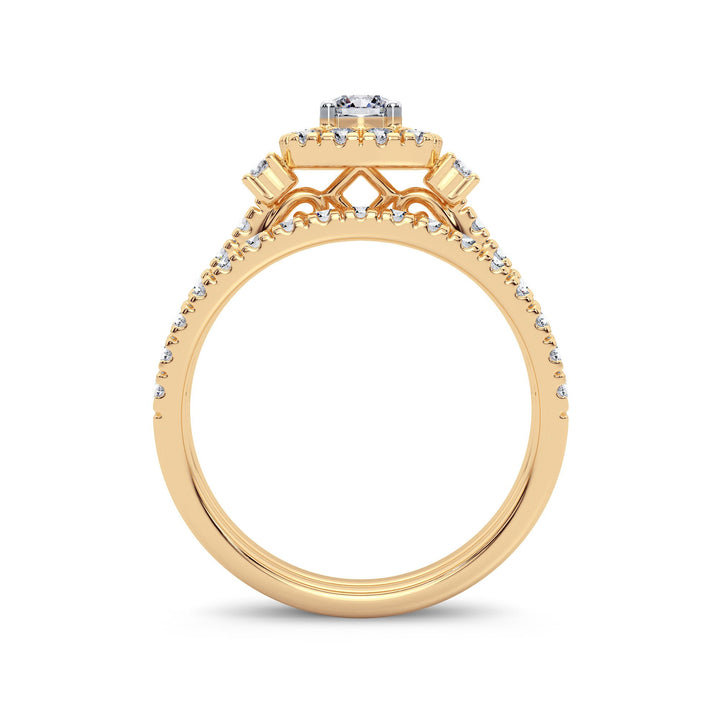 14K Yellow Gold 1CT Lab Diamond Bridal Ring Elegance