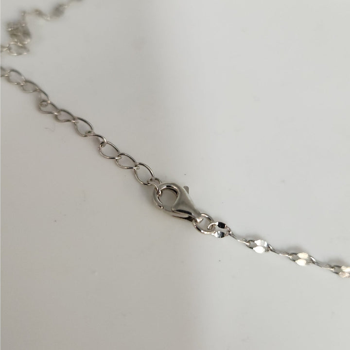 925 Sterling Silver Sparkling Pav'e Heart Necklace 18" Adjustable Chain