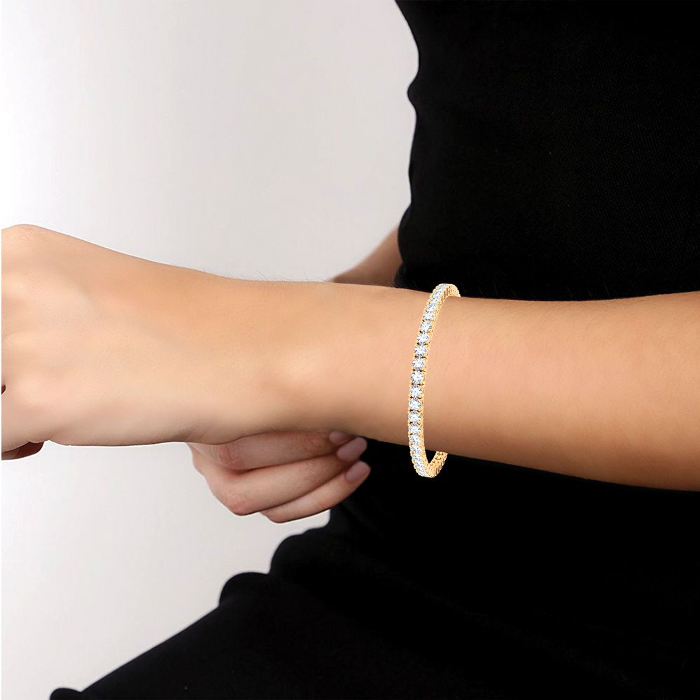 14k Yellow Gold 6ct Lab Diamond Womens Tennis Bracelet