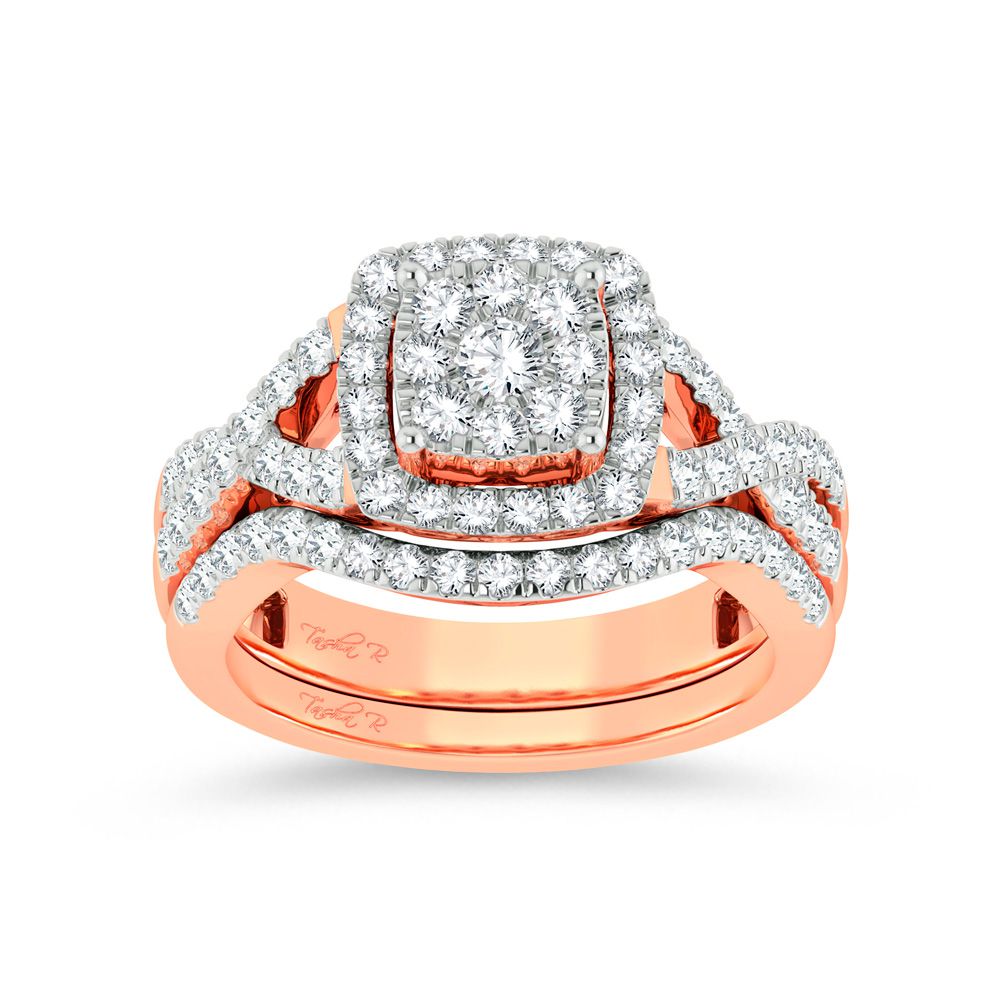 Romantic 14k Rose Gold Lab Diamond Bridal Ring (1ct)