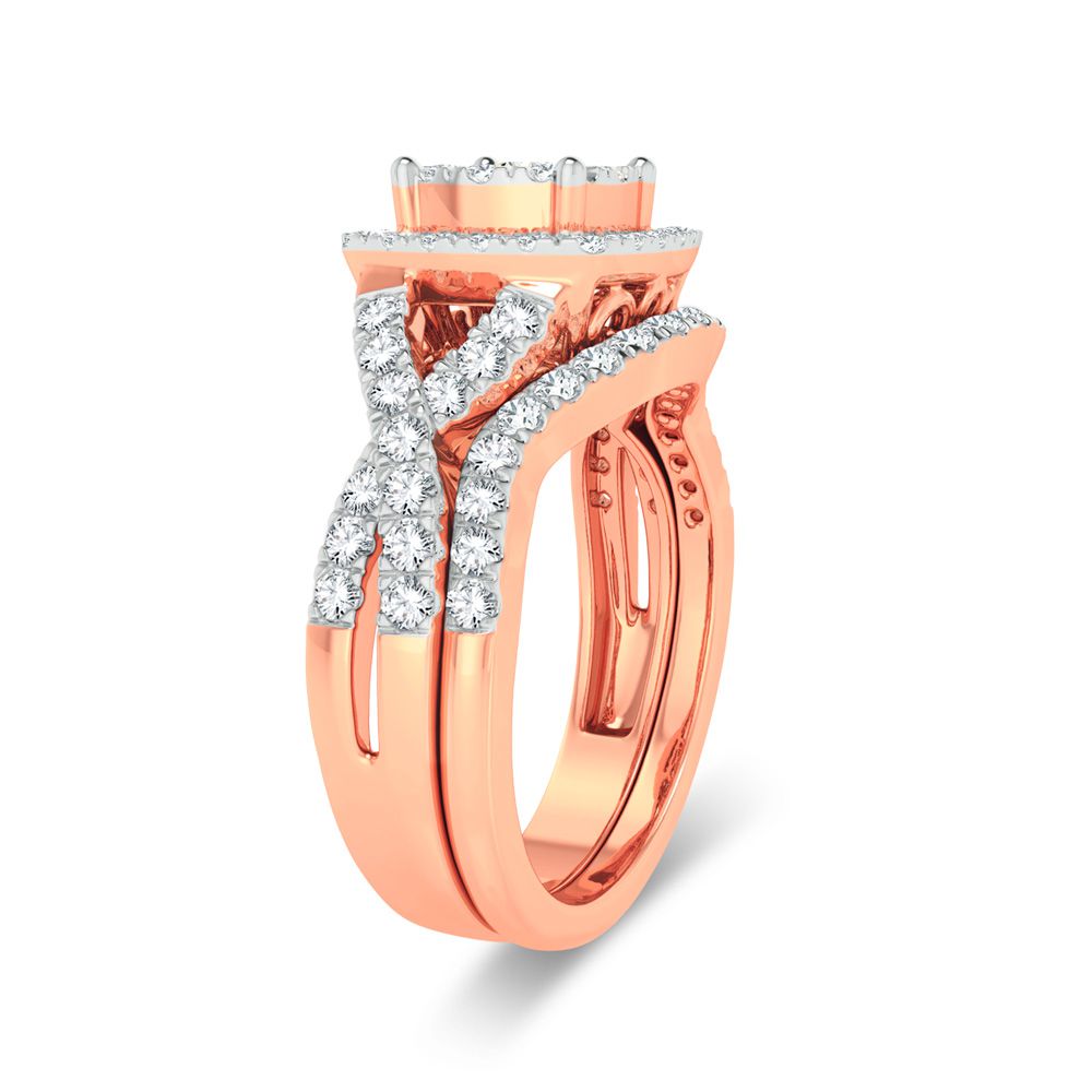Romantic 14k Rose Gold Lab Diamond Bridal Ring (1ct)