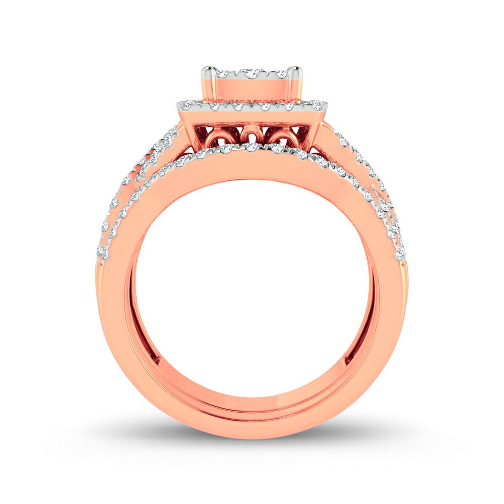 Romantic 14k Rose Gold Lab Diamond Bridal Ring (1ct)