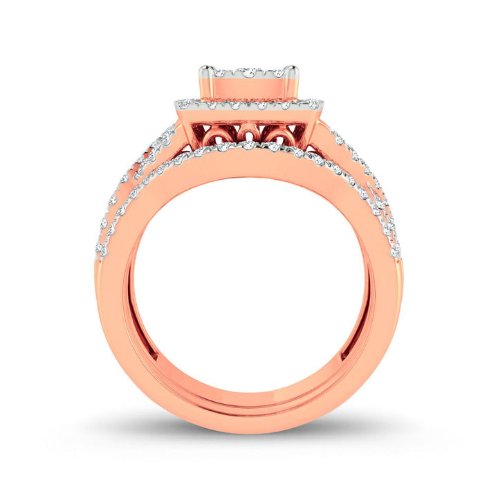 Romantic 14k Rose Gold Lab Diamond Bridal Ring (1ct)