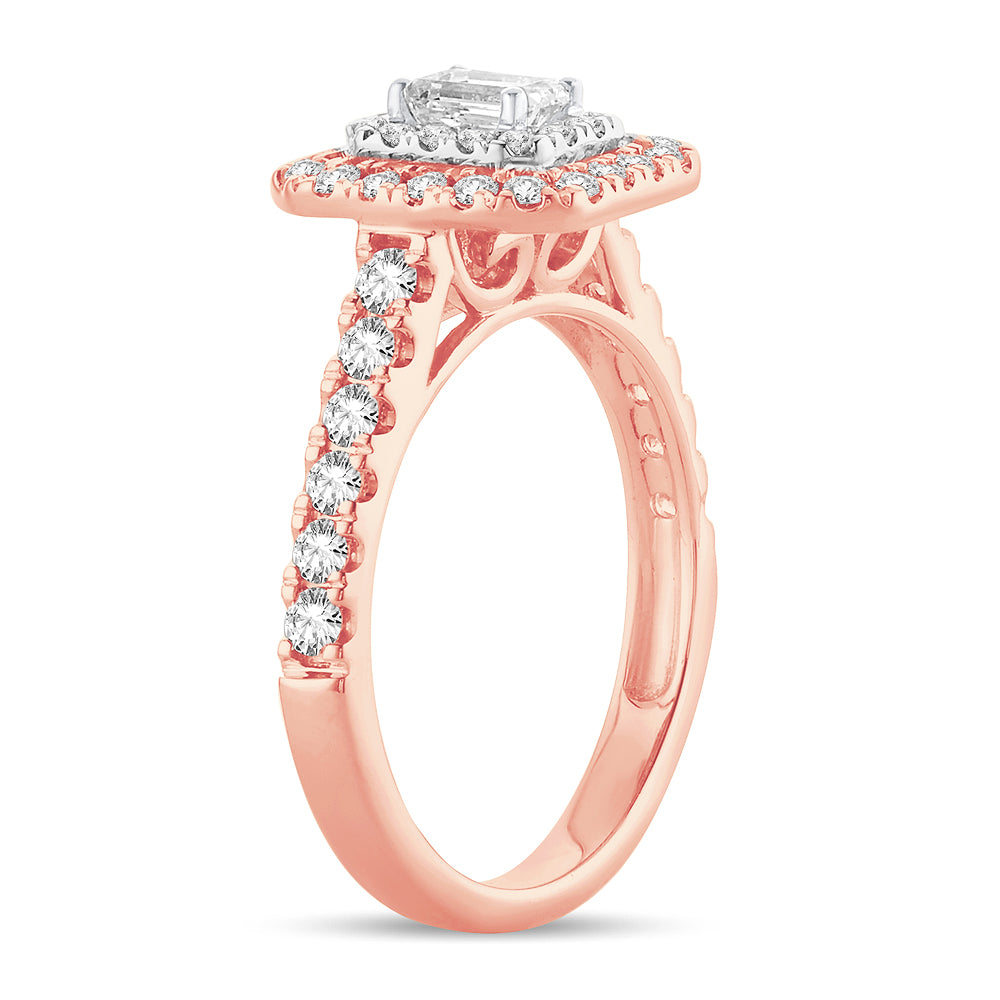 Romantic 14k Rose Gold 1ct Lab Diamond Engagement Ring