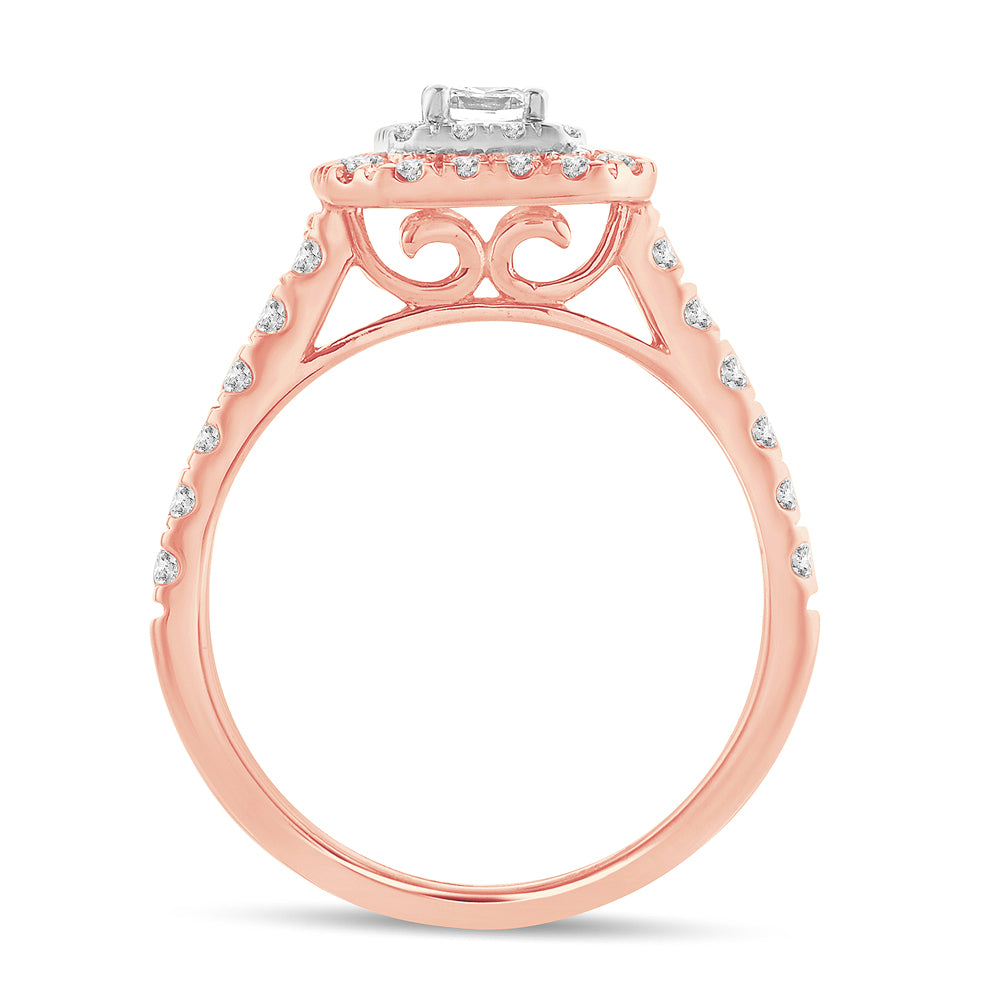 Romantic 14k Rose Gold 1ct Lab Diamond Engagement Ring