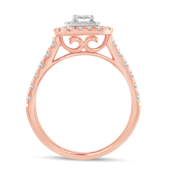 Romantic 14k Rose Gold 1ct Lab Diamond Engagement Ring