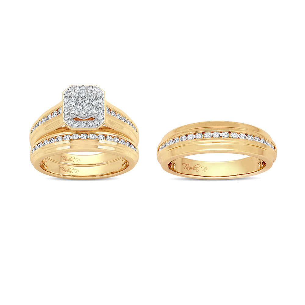 14K Yellow Gold 0.87CT Lab Diamond Womens Trio Set