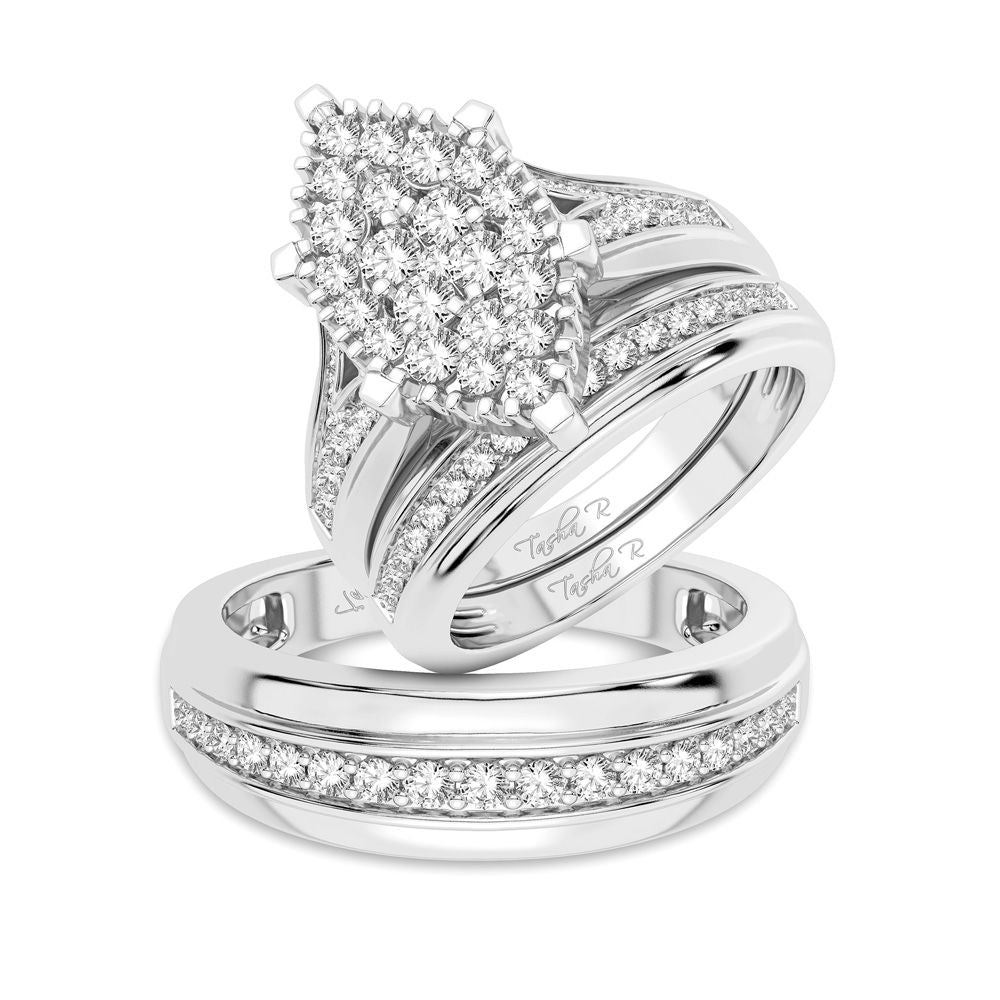 14k White Gold Lab Diamond Trio Set - Chic Ensemble