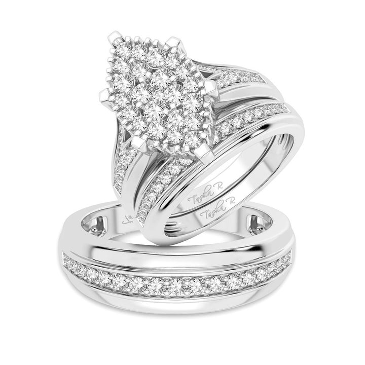 14k White Gold Lab Diamond Trio Set - Chic Ensemble