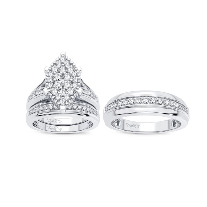14k White Gold Lab Diamond Trio Set - Chic Ensemble