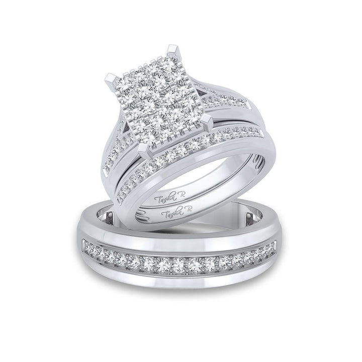 14k White Gold 1.15ct Lab Diamond Trio Wedding Set