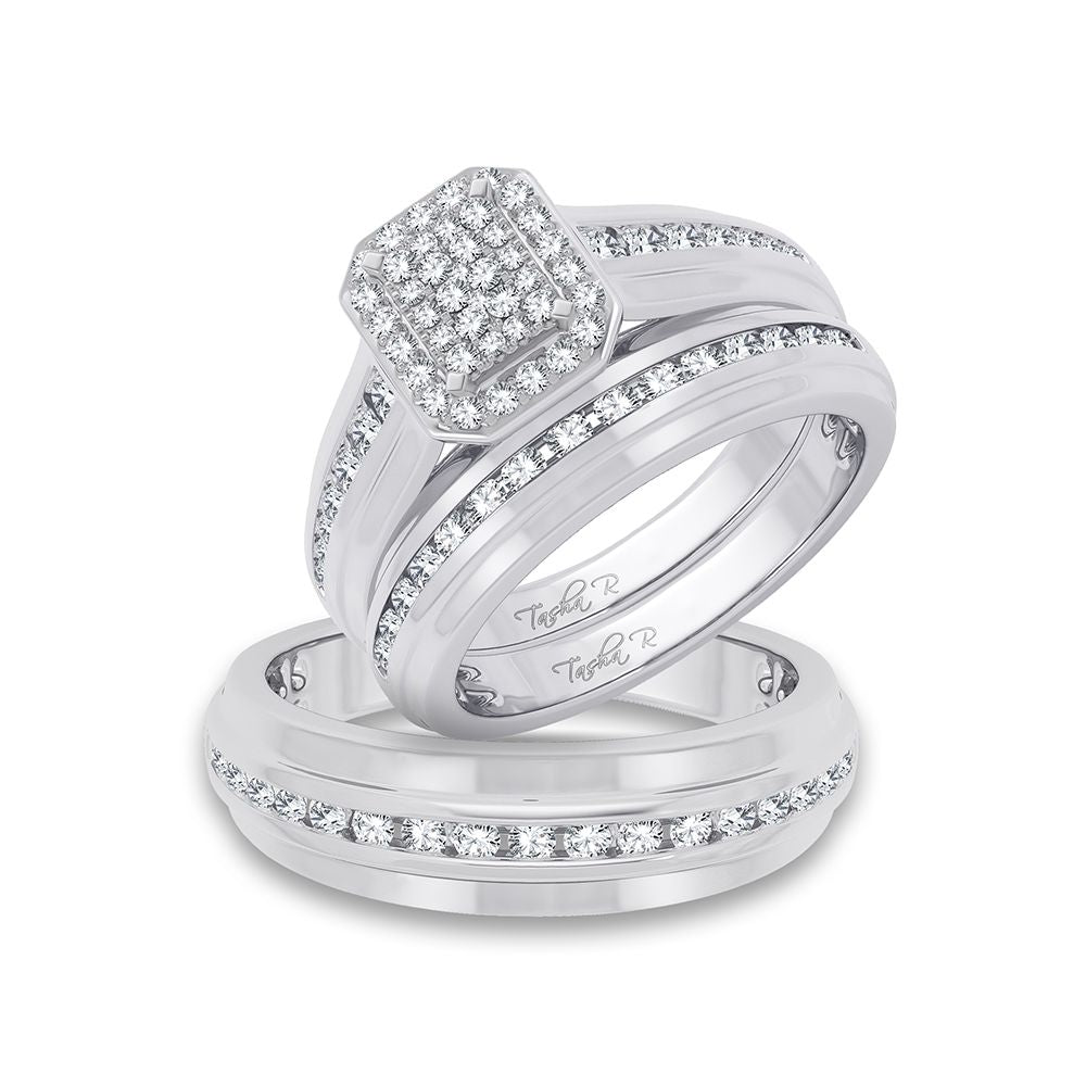 14k White Gold 0.90ct Lab Diamond Trio Wedding Set