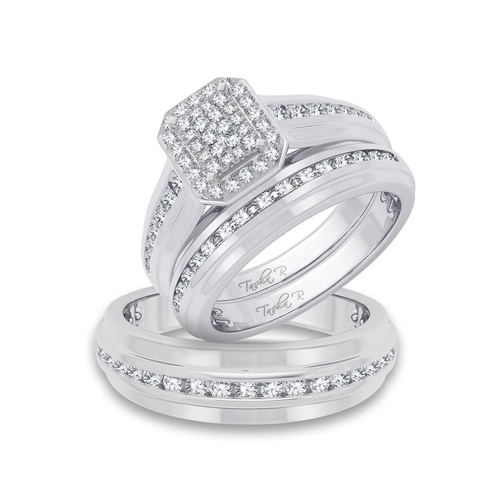 14k White Gold 0.90ct Lab Diamond Trio Wedding Set