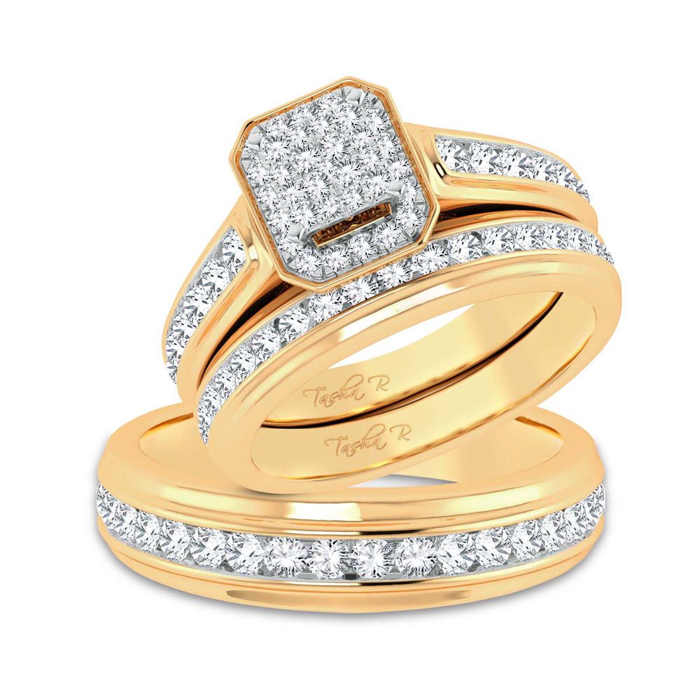 14k Yellow Gold 1.44ct Lab Diamond Trio Wedding Set