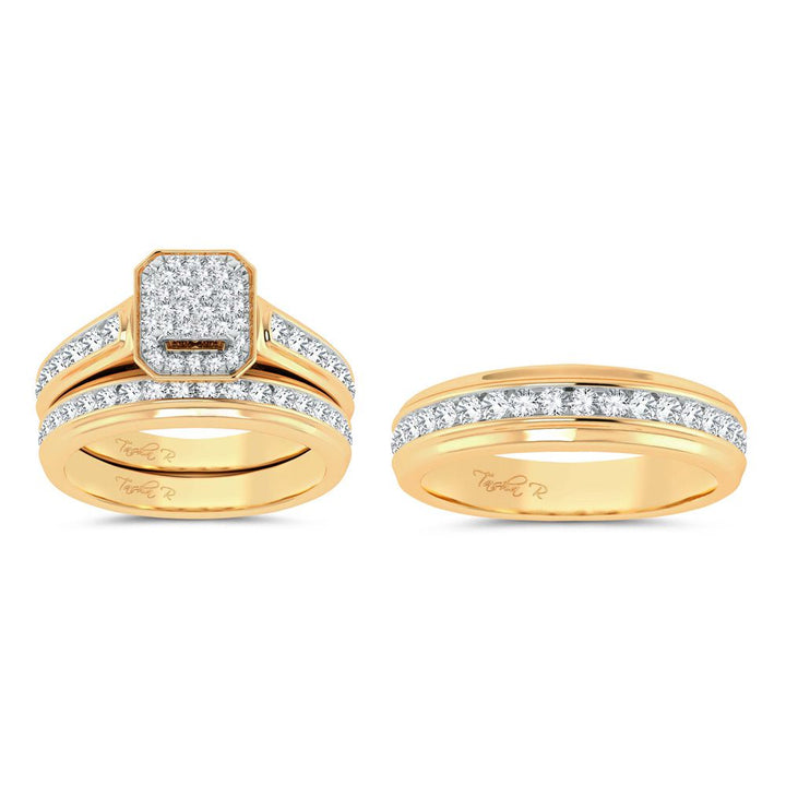 14k Yellow Gold 1.44ct Lab Diamond Trio Wedding Set