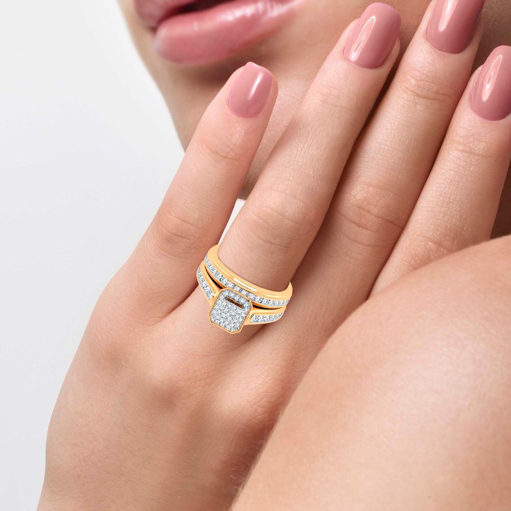 14k Yellow Gold 1.44ct Lab Diamond Trio Wedding Set