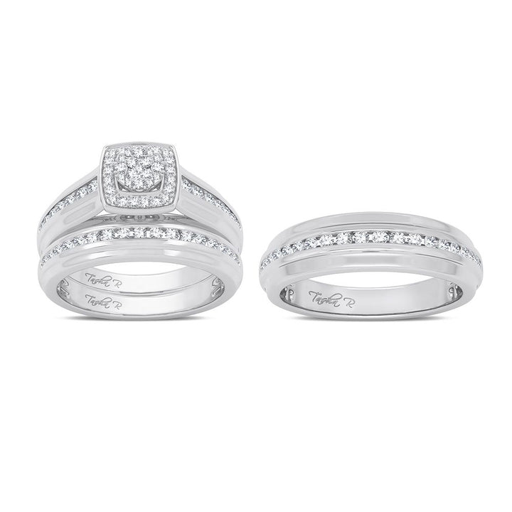 14k White Gold Lab Diamond Trio Set - Timeless Ensemble