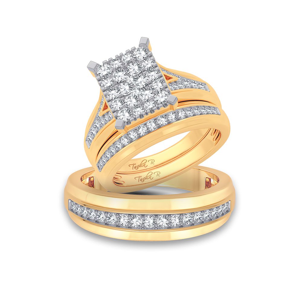 14k Yellow Gold 1.15ct Lab Diamond Bridal Trio Set