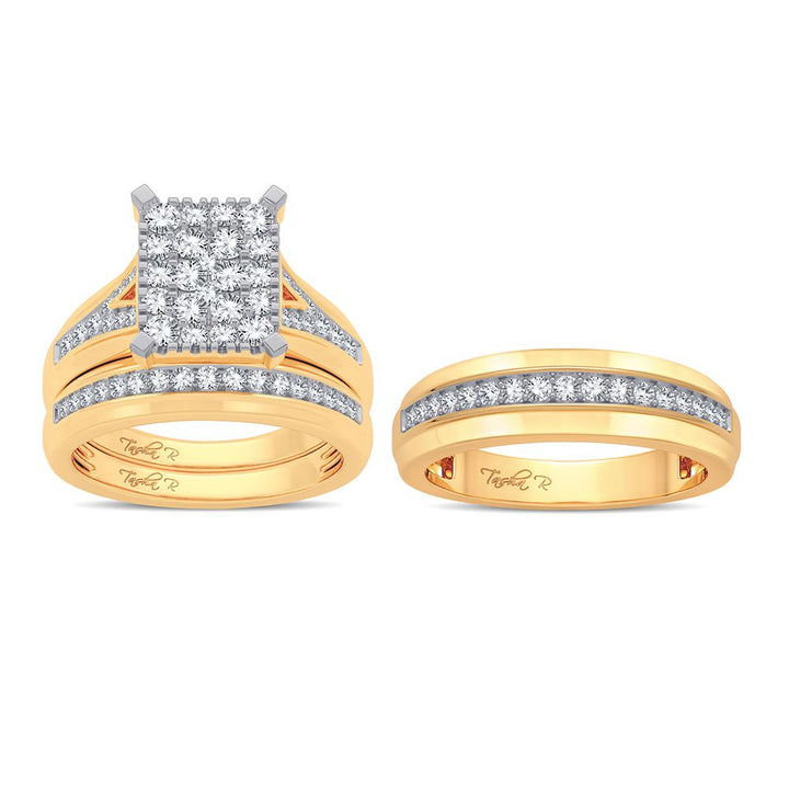 14k Yellow Gold 1.15ct Lab Diamond Bridal Trio Set