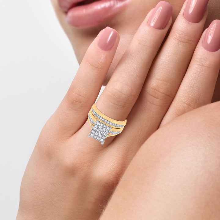 14k Yellow Gold 1.15ct Lab Diamond Bridal Trio Set