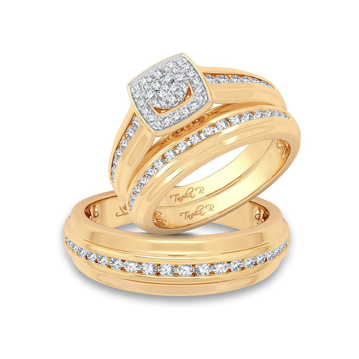 14k Yellow Gold 0.86CT Lab Diamond Trio Wedding Set
