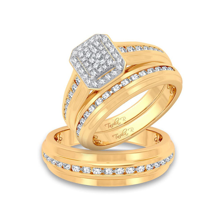 14K Yellow Gold 0.90ct Lab Diamond Trio Wedding Set