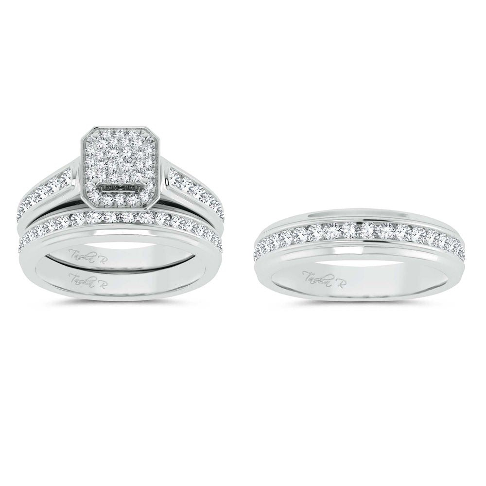 14k White Gold 1.44ct Lab Diamond Trio Wedding Set