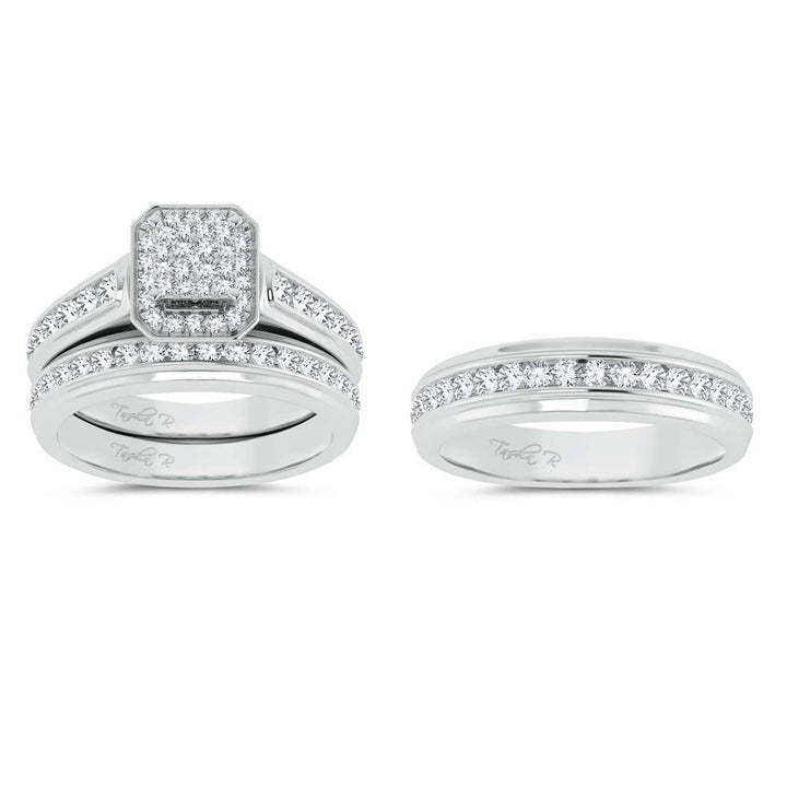 14k White Gold 1.44ct Lab Diamond Trio Wedding Set