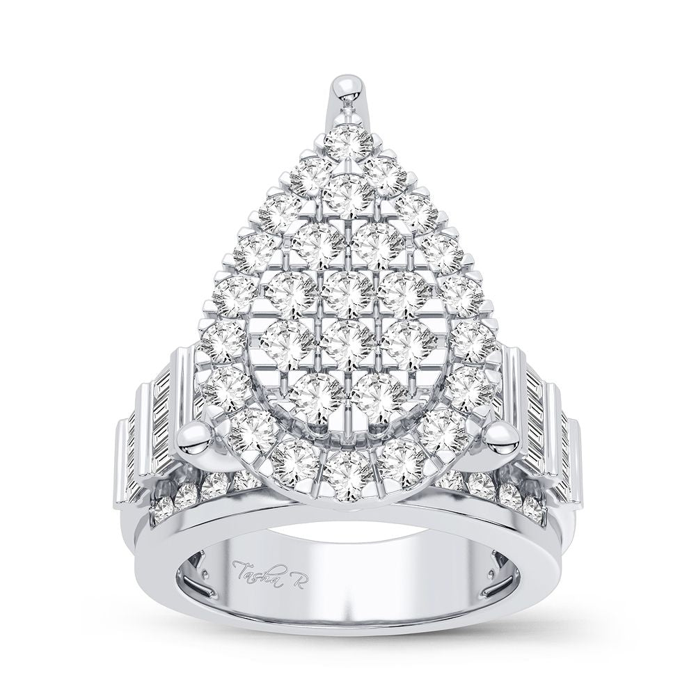 10k White Gold 2CT Lab Diamond Mens Statement Ring