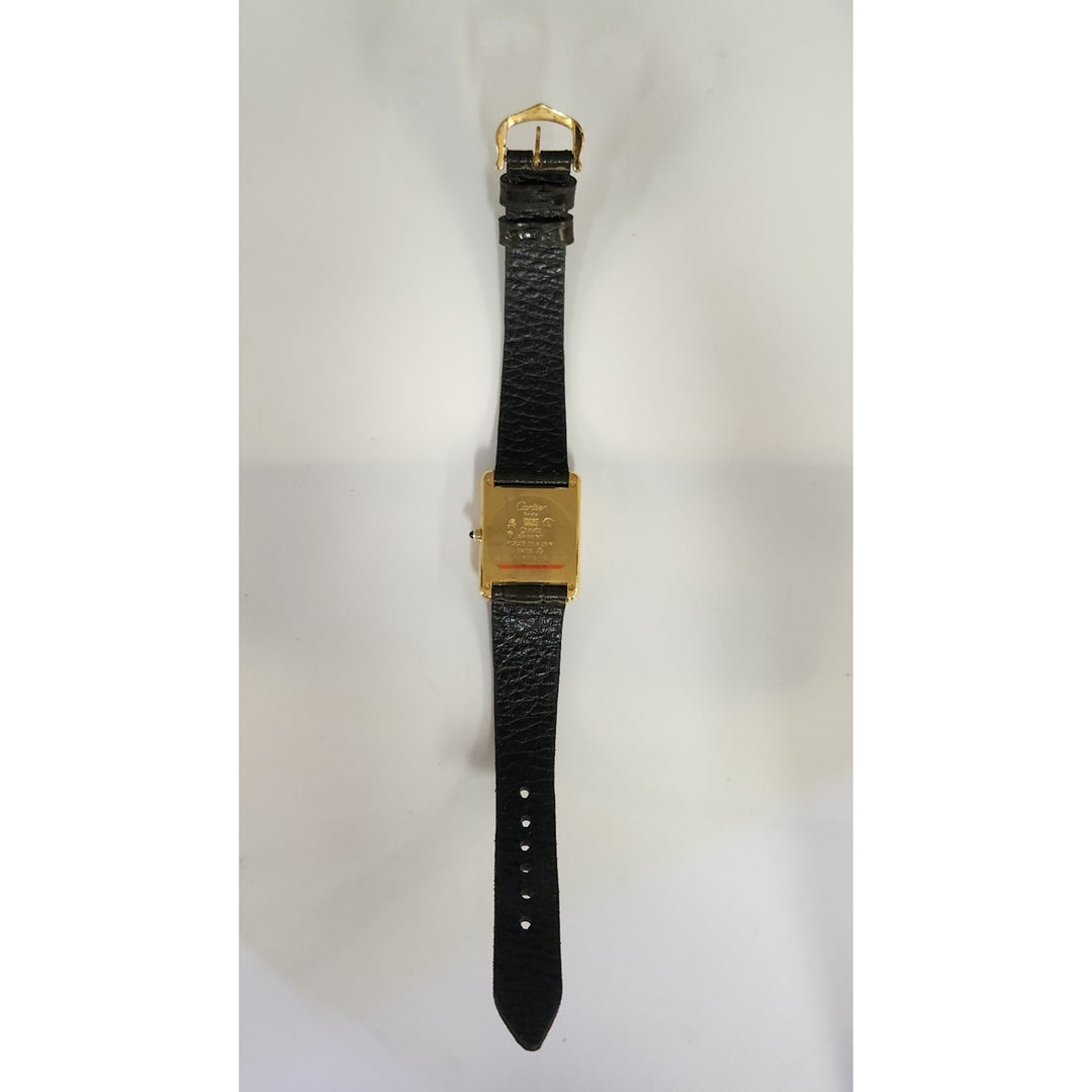 Cartier Quartz Tank Yellow Dial Buckle Leather Band (681006/02905)