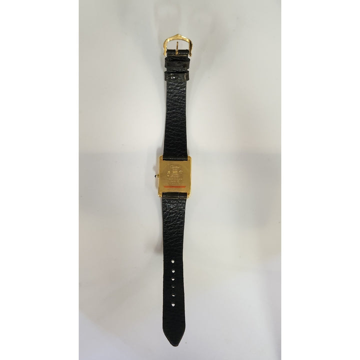 Cartier Quartz Tank Yellow Dial Buckle Leather Band (681006/02905)
