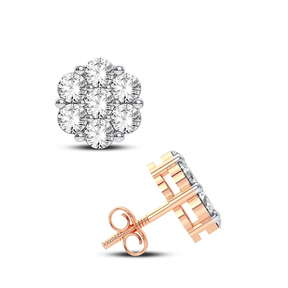 Brilliant 14k White Gold Lab Diamond Flower Earrings