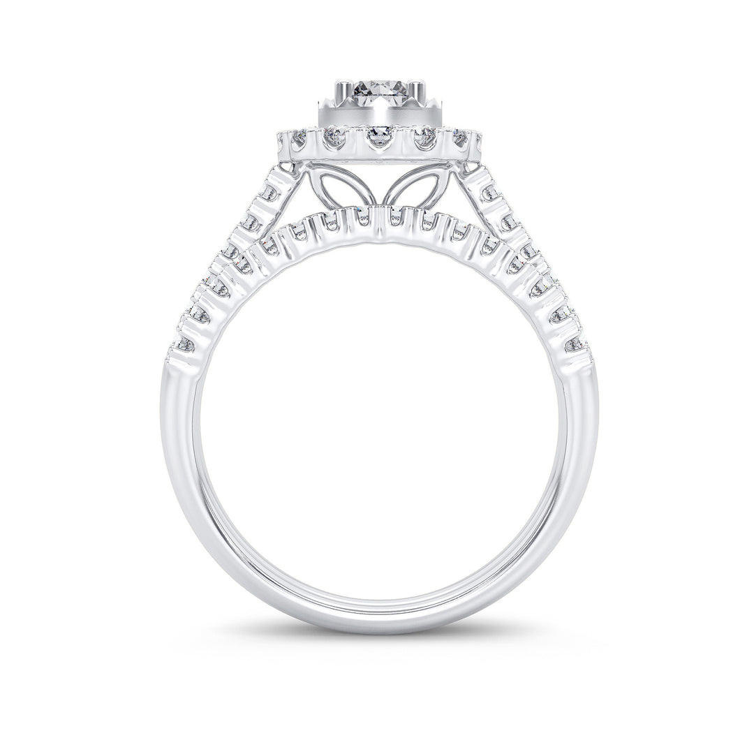 Brilliant 14k White Gold 1CT Lab Diamond Engagement Ring