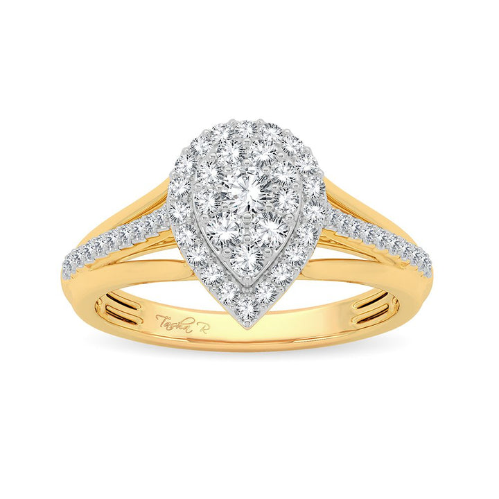 Timeless 14K Yellow Gold Lab Diamond Womens Engagement Ring