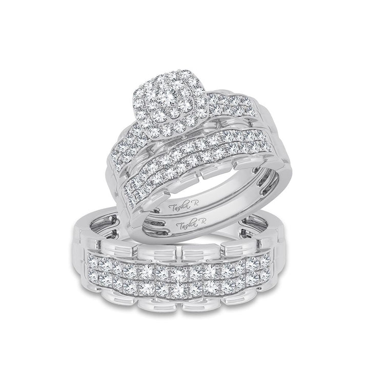 14k White Gold 1.25CT Lab Diamond Bridal Trio Wedding Set