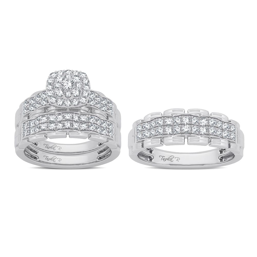 14k White Gold 1.25CT Lab Diamond Bridal Trio Wedding Set