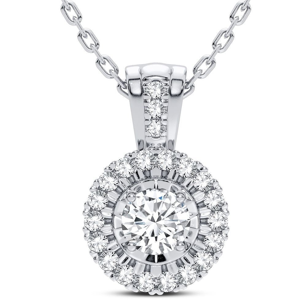 14K White Gold 0.18CT Diamond Pendant