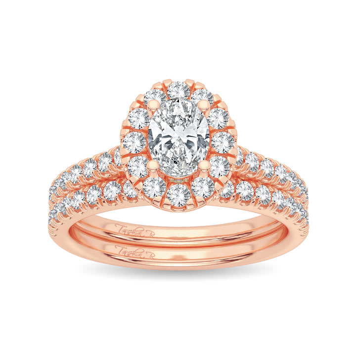 Romantic 14k Rose Gold Lab Diamond Bridal Ring 1CT