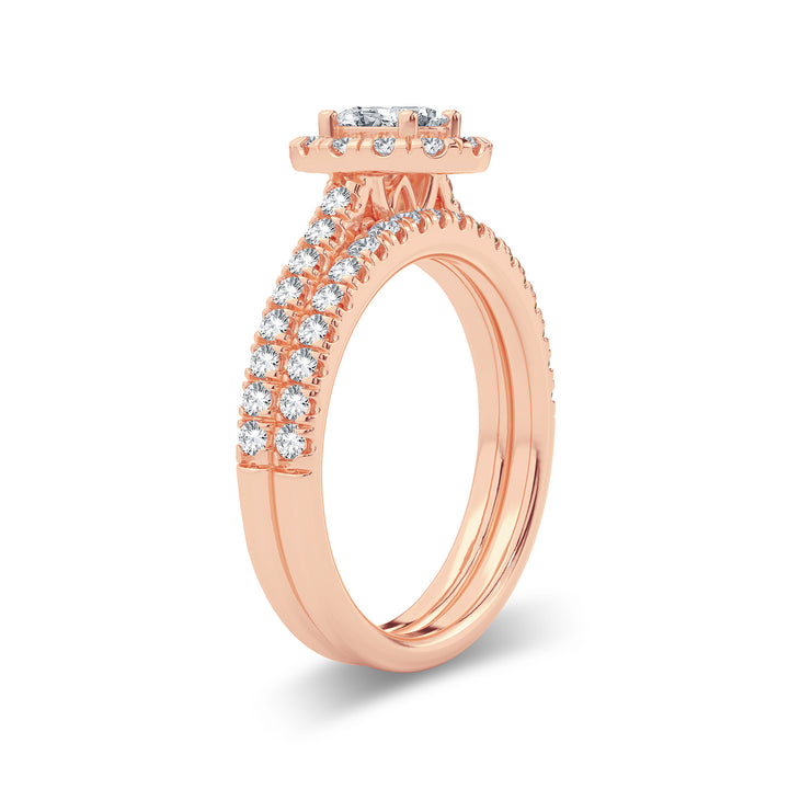 Romantic 14k Rose Gold Lab Diamond Bridal Ring 1CT