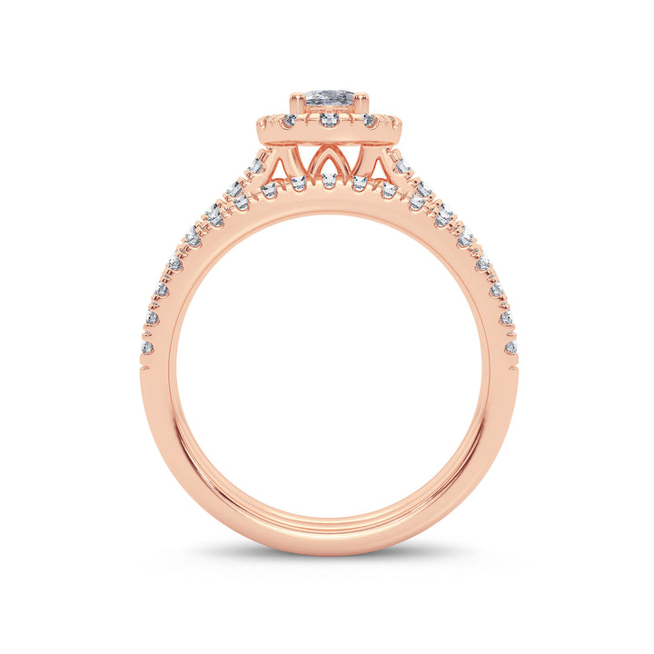 Romantic 14k Rose Gold Lab Diamond Bridal Ring 1CT