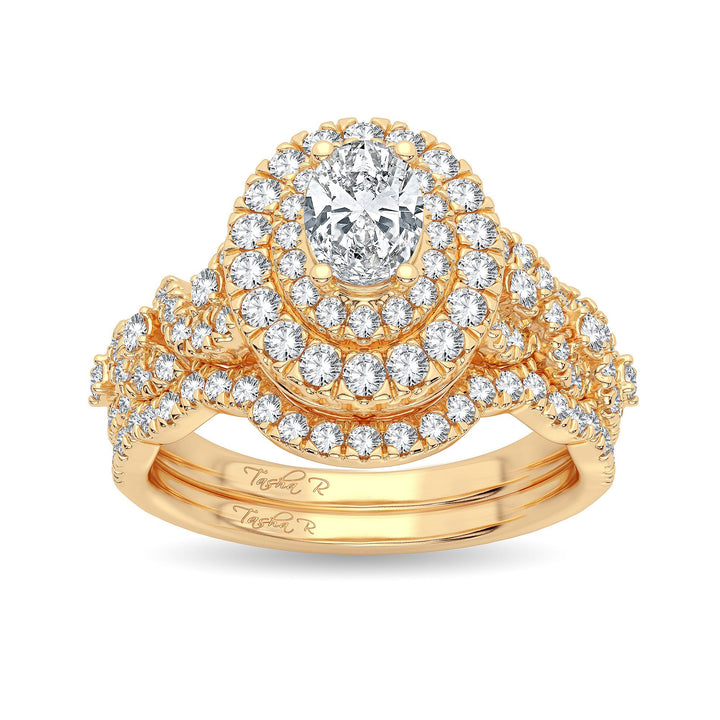 14K Yellow Gold 1CT Lab Diamond Bridal Ring Elegance