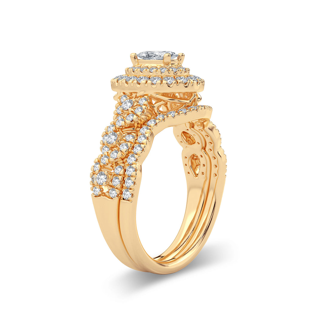 14K Yellow Gold 1CT Lab Diamond Bridal Ring Elegance