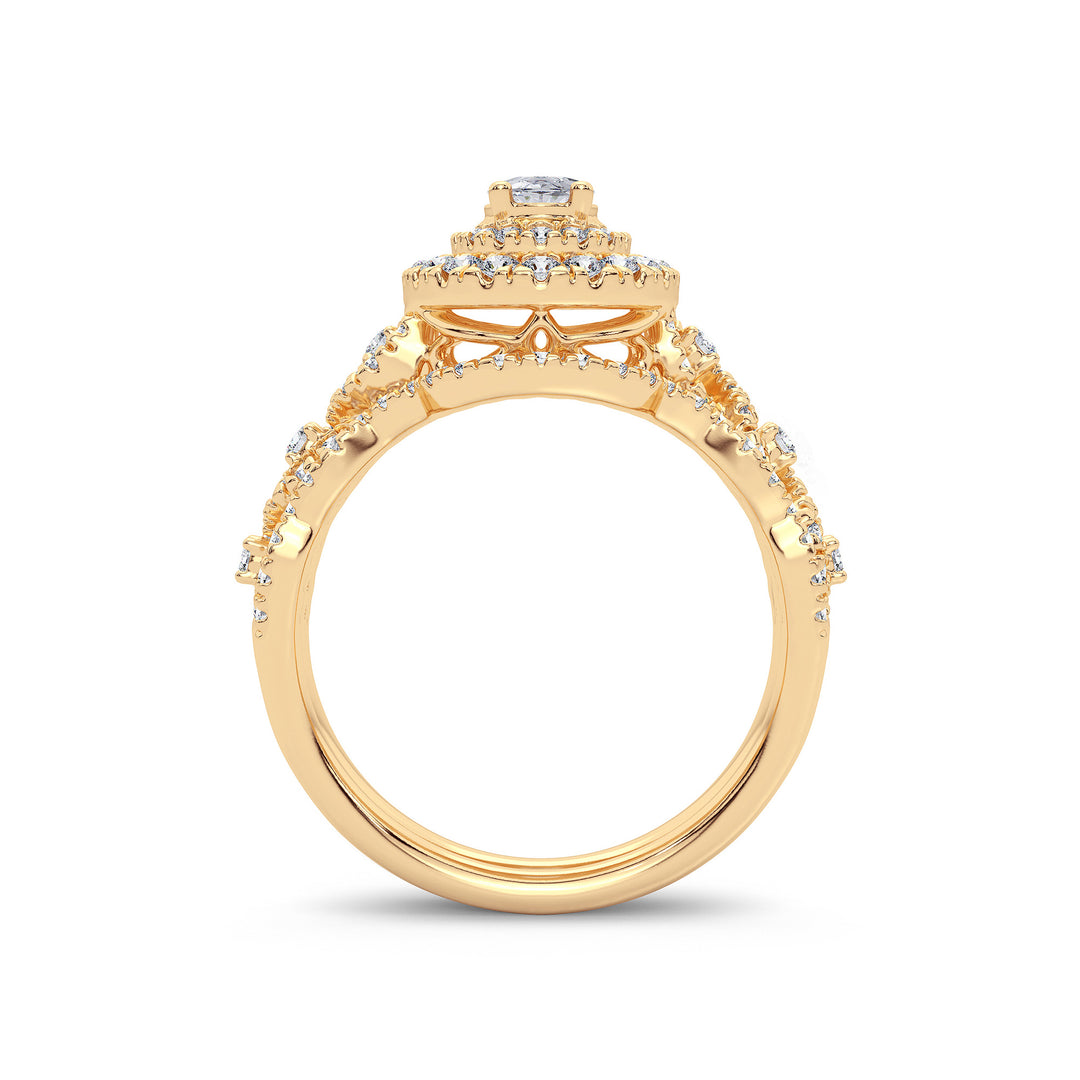 14K Yellow Gold 1CT Lab Diamond Bridal Ring Elegance