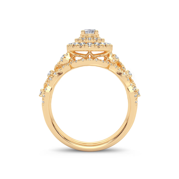 14K Yellow Gold 1CT Lab Diamond Bridal Ring Elegance