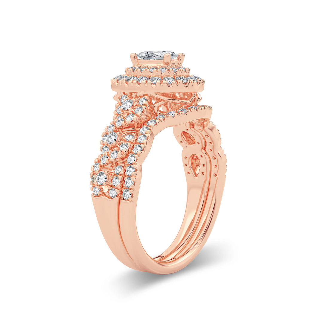 Elegant 1CT Lab Diamond Bridal Ring in Rose Gold