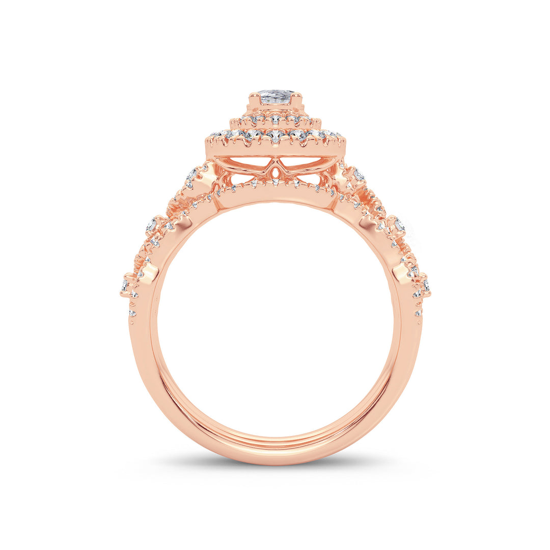 Elegant 1CT Lab Diamond Bridal Ring in Rose Gold