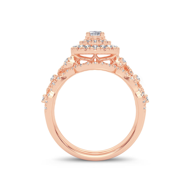 Elegant 1CT Lab Diamond Bridal Ring in Rose Gold