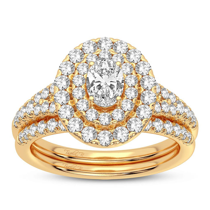 14K Yellow Gold 1CT Lab Diamond Bridal Ring Sparkle